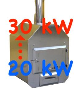 Außenofen Holzofen 30 kW - aus Edelstahl AISI 304 - normale Verwendung und Aufbereitung von Wasser mit chemischen Präparaten