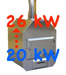 statt 20 kW Holzofen - ein 26 kW Holzofen