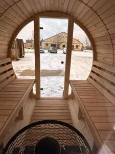 Glasvorderwand der Sauna